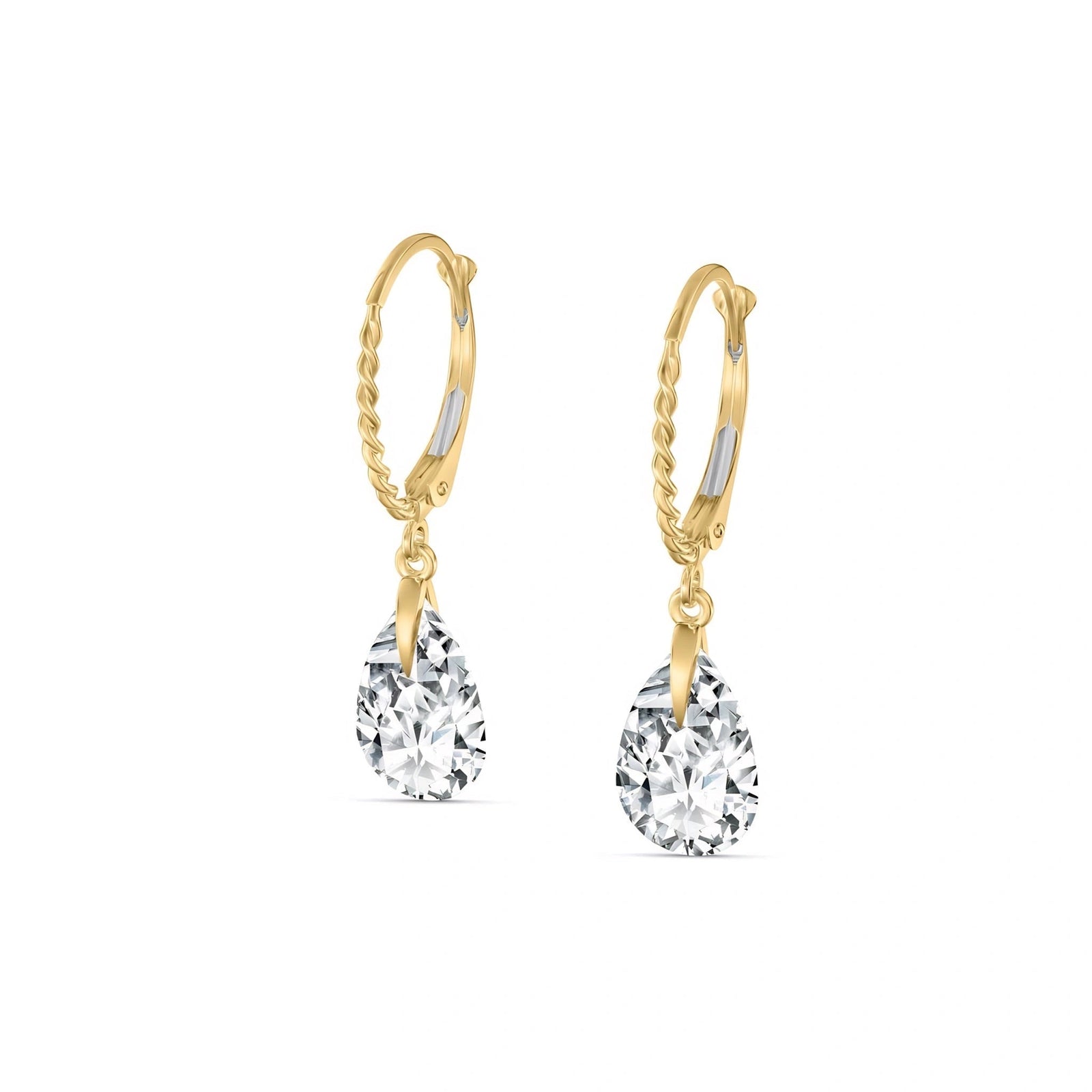 Yellow Gold Earrings Zirconia 10K — Pia