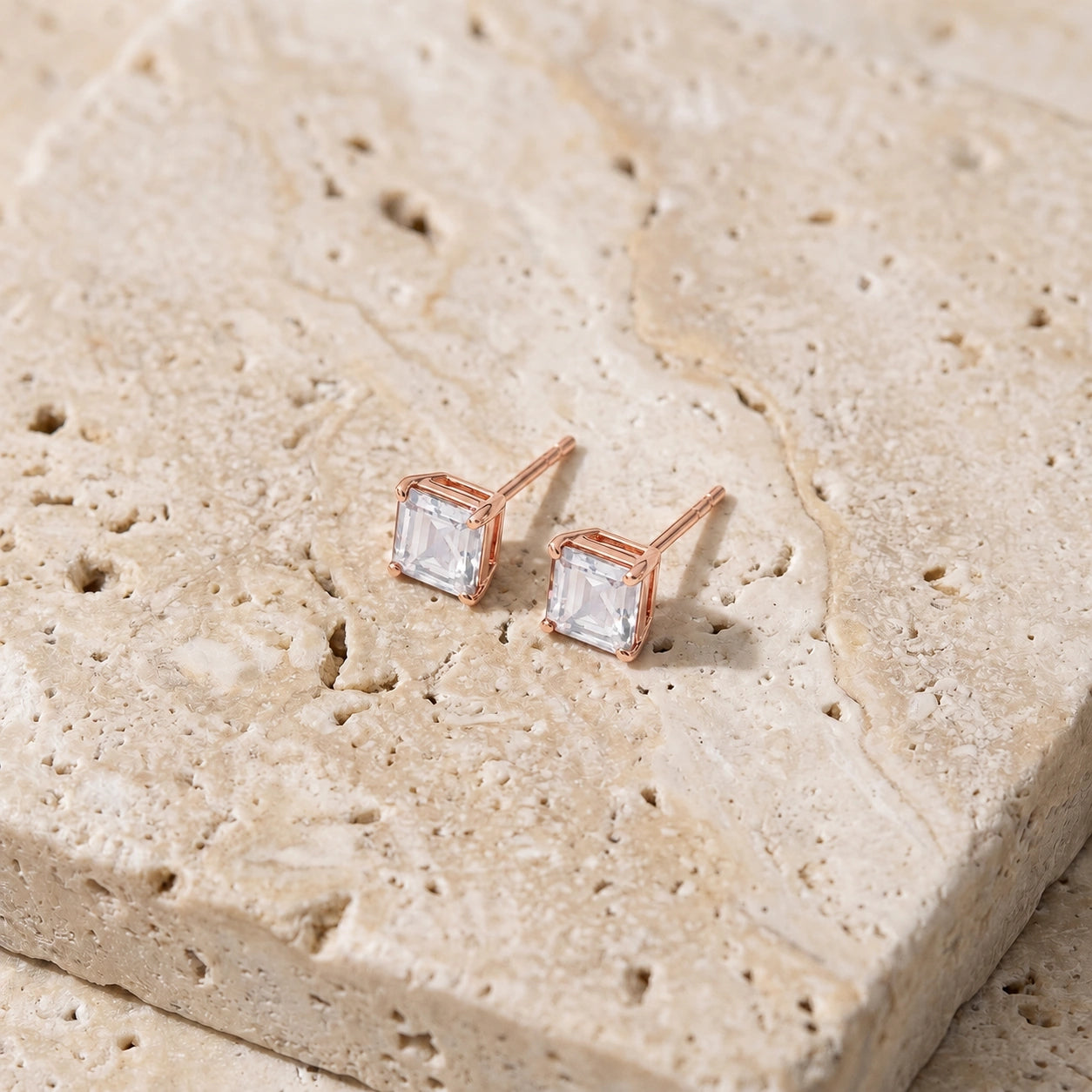 Rose Gold Bloom Earrings Zirconia 10K — Ottilia