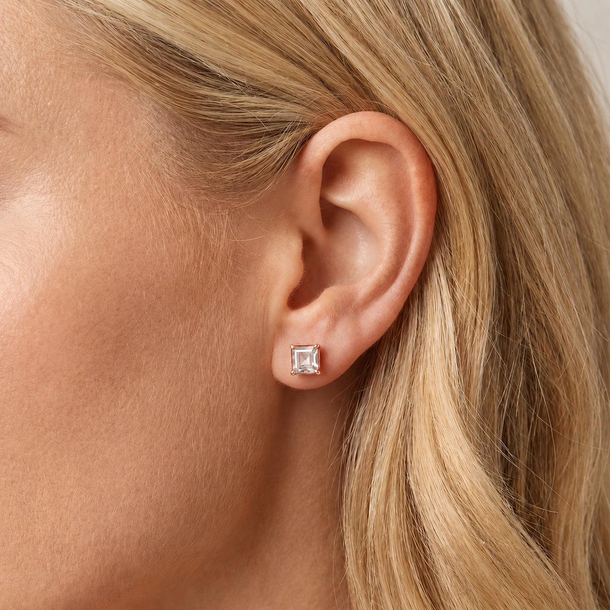 Rose Gold Bloom Earrings Zirconia 10K — Ottilia