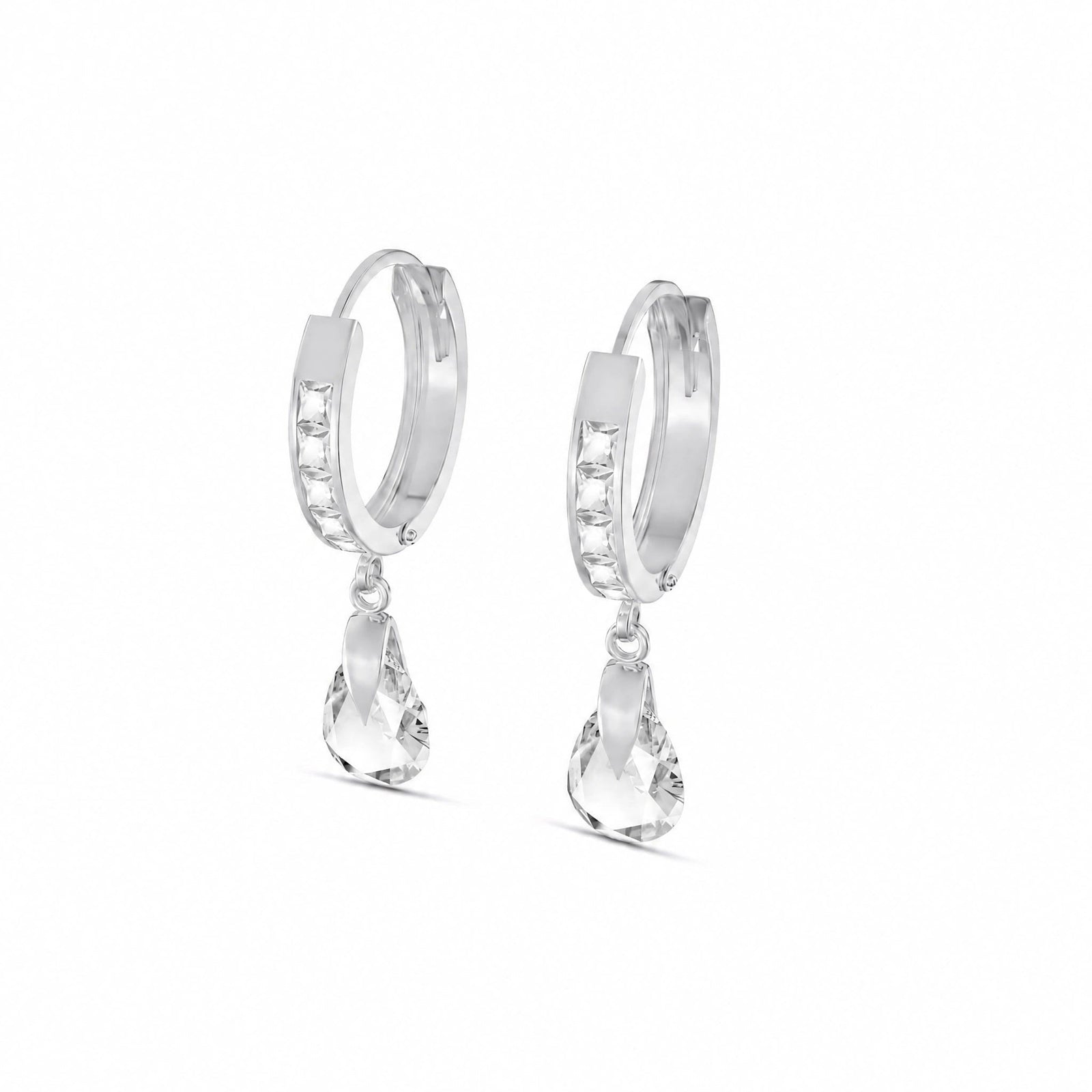 White Gold Rose Earrings Zirconia 10K — Calliope