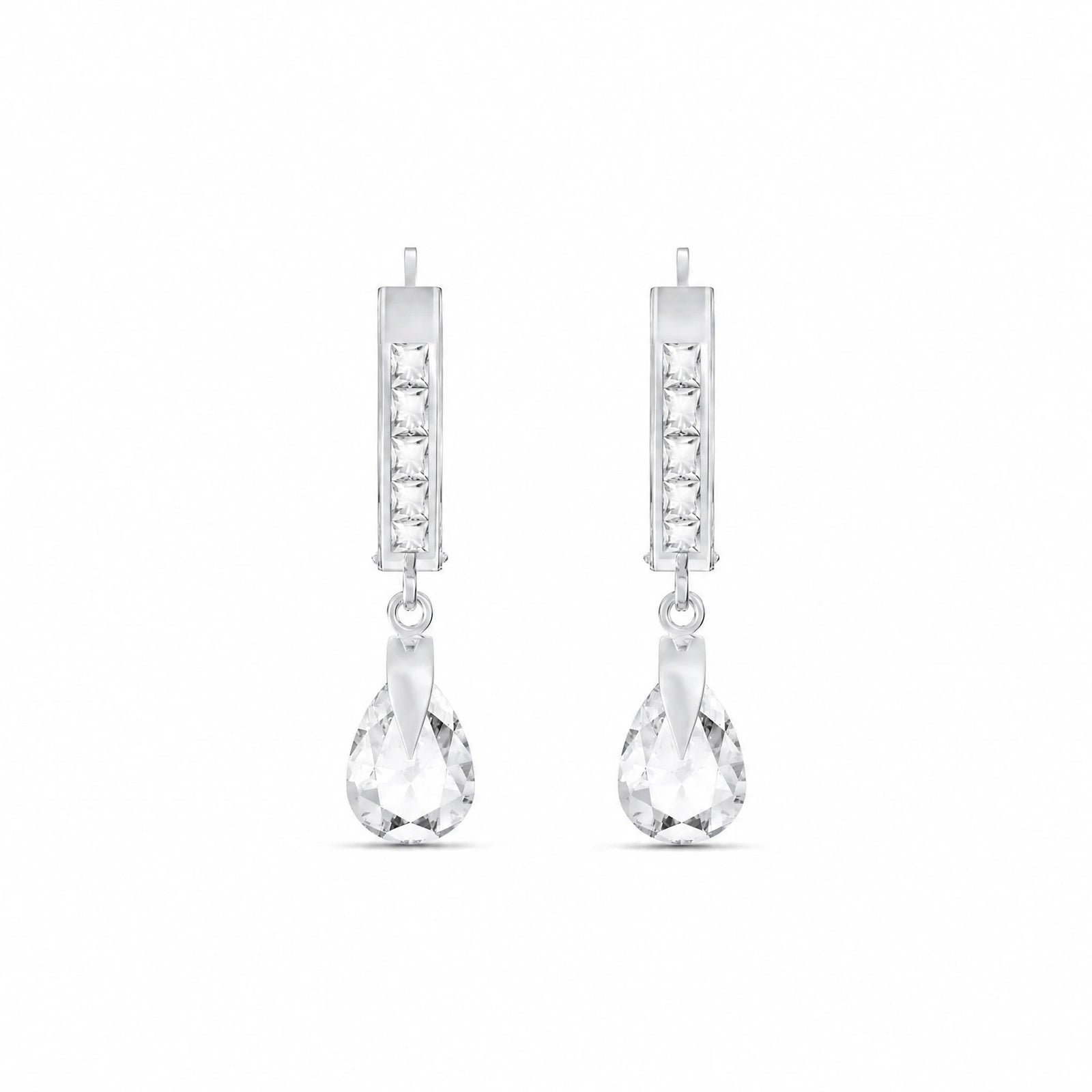 White Gold Rose Earrings Zirconia 10K — Calliope