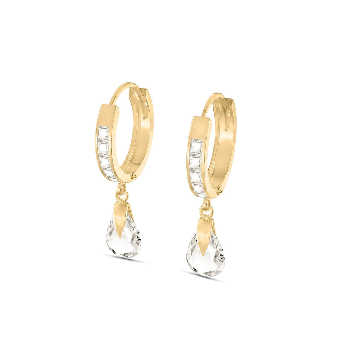 Yellow Gold Rose Earrings Zirconia 10K — Calliope