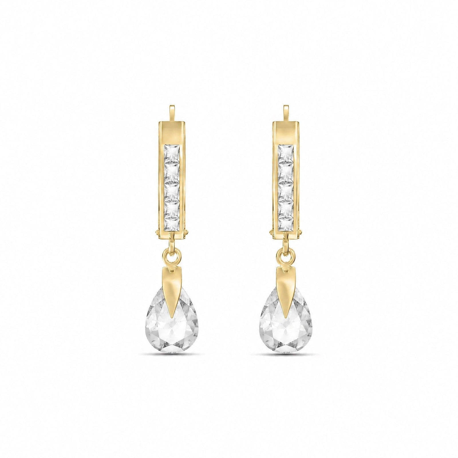 Yellow Gold Rose Earrings Zirconia 10K — Calliope