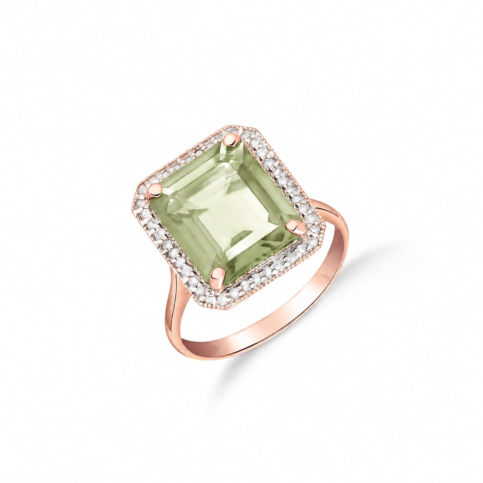 Rose Gold Ring Green Amethyst 10K — Giorgia