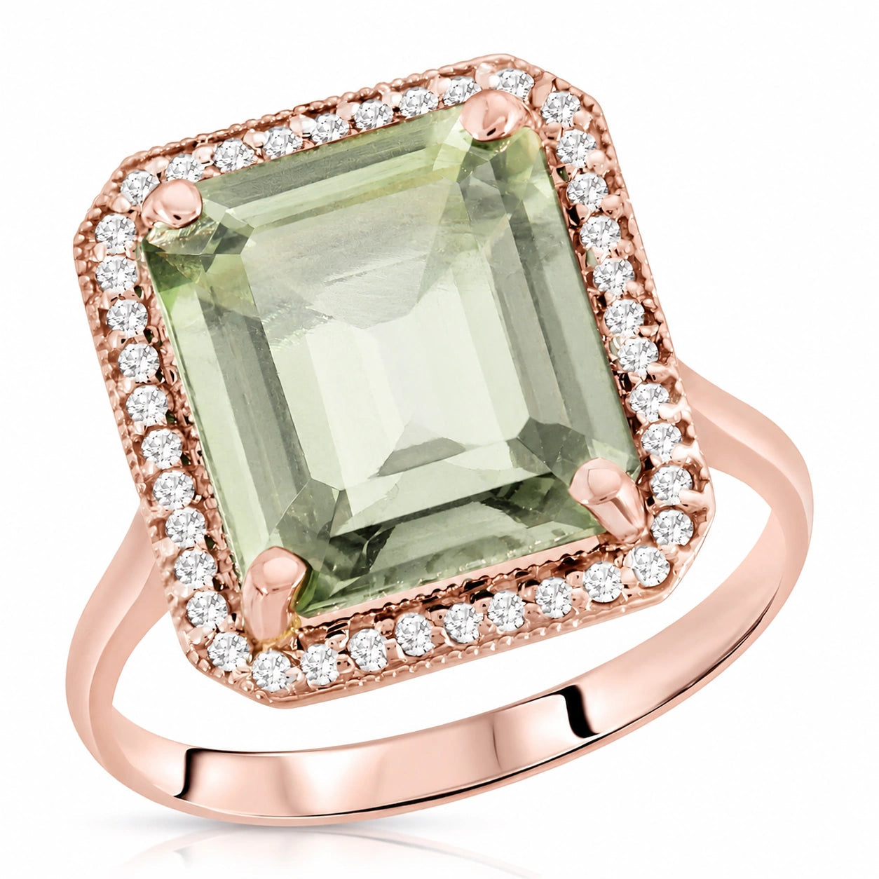 Rose Gold Ring Green Amethyst 10K — Giorgia