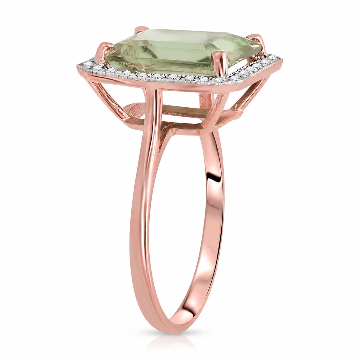 Rose Gold Ring Green Amethyst 10K — Giorgia