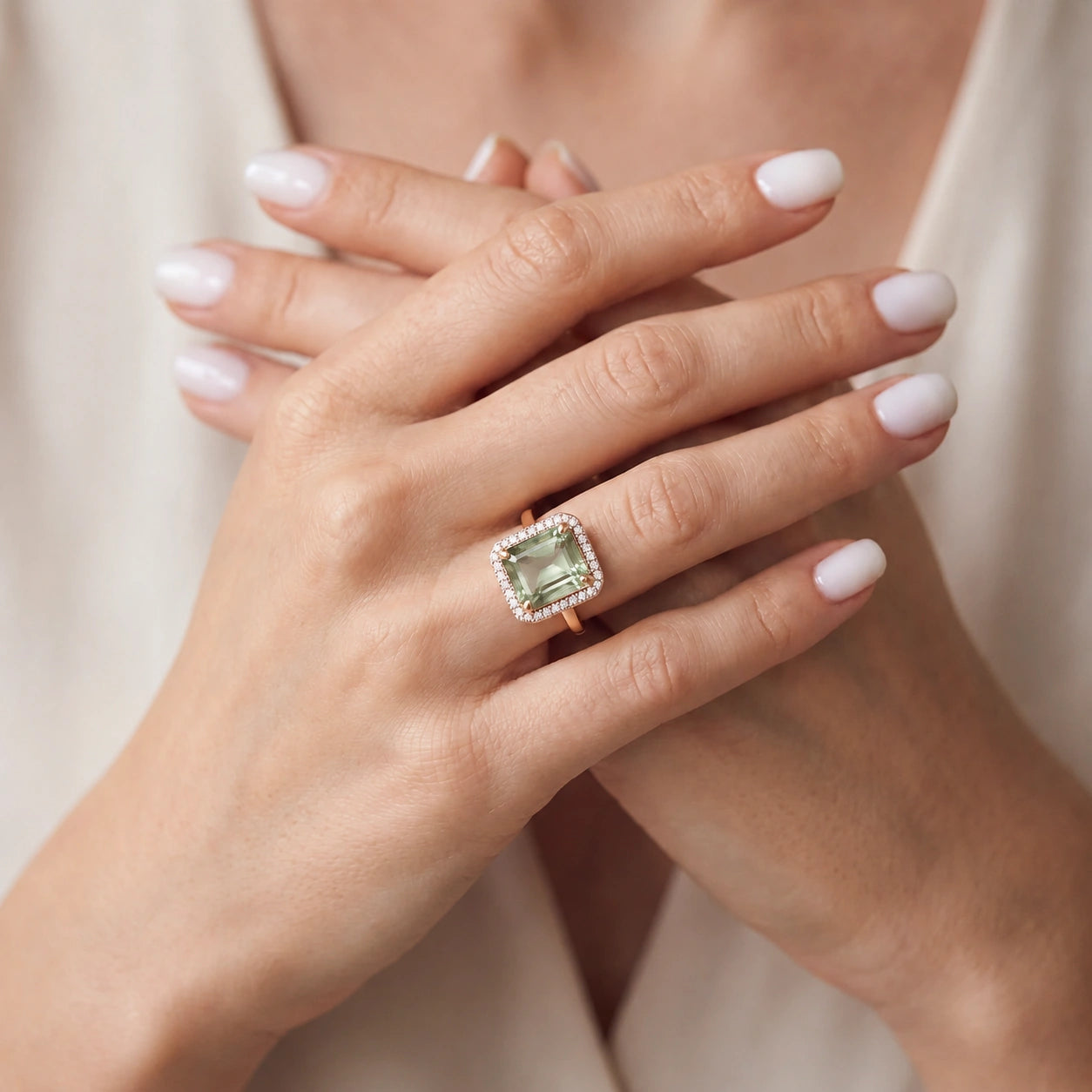 Rose Gold Ring Green Amethyst 10K — Giorgia