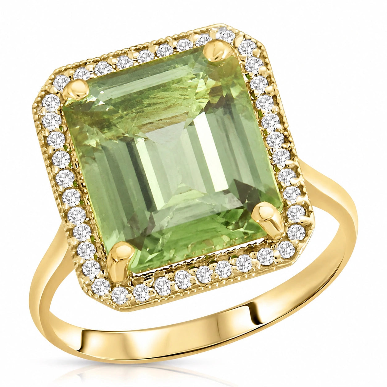 Yellow Gold Ring Green Amethyst 10K — Giorgia