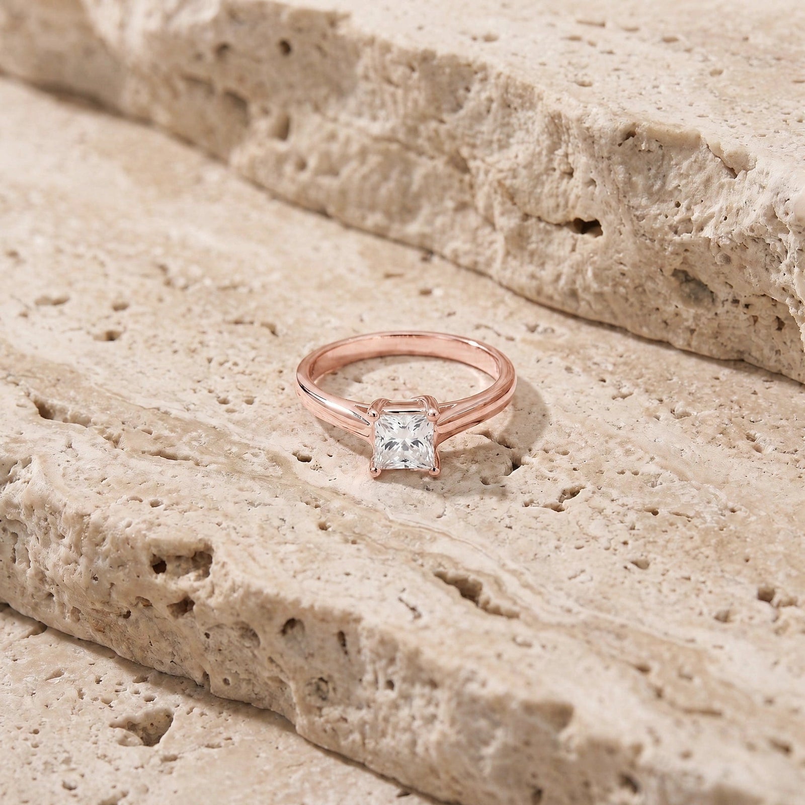 Rose Gold Engagement Ring Diamond 10K — Sole