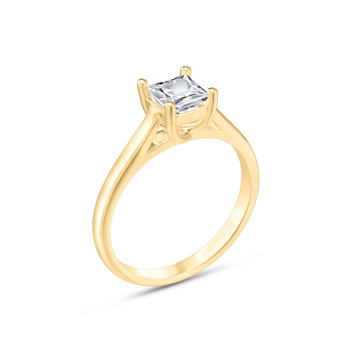 Yellow Gold Engagement Ring Diamond 10K — Sole