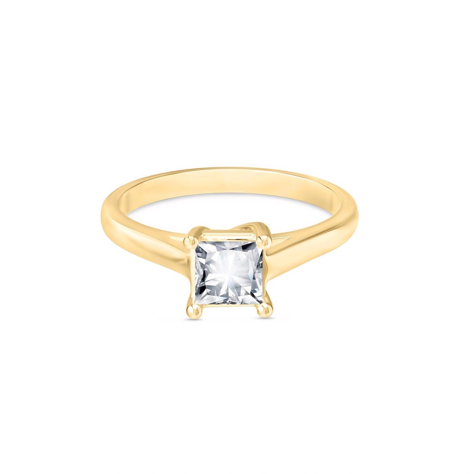 Yellow Gold Engagement Ring Diamond 10K — Sole