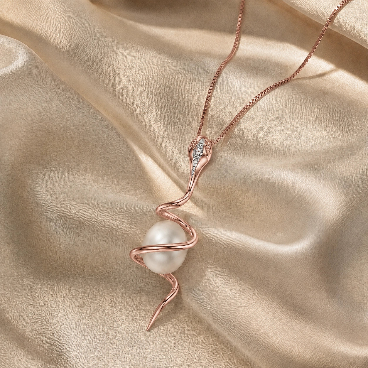 Rose Gold Pendant Necklace Pearl 10K — Adele