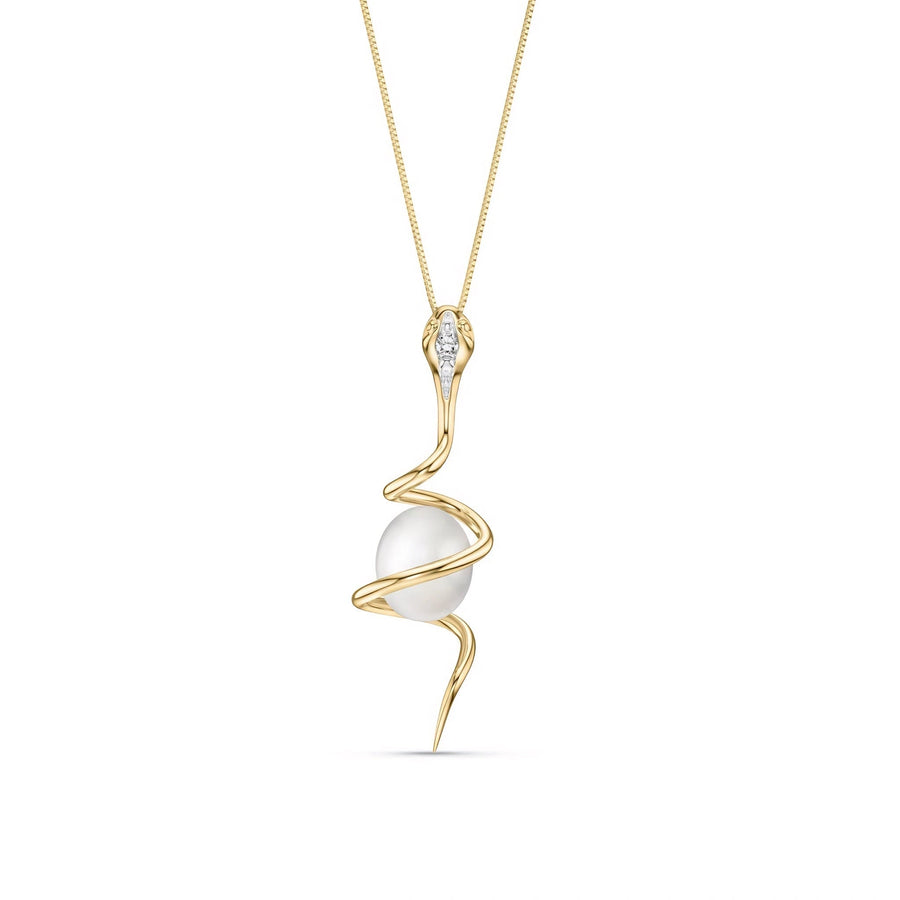 Yellow Gold Pendant Necklace Pearl 10K — Adele