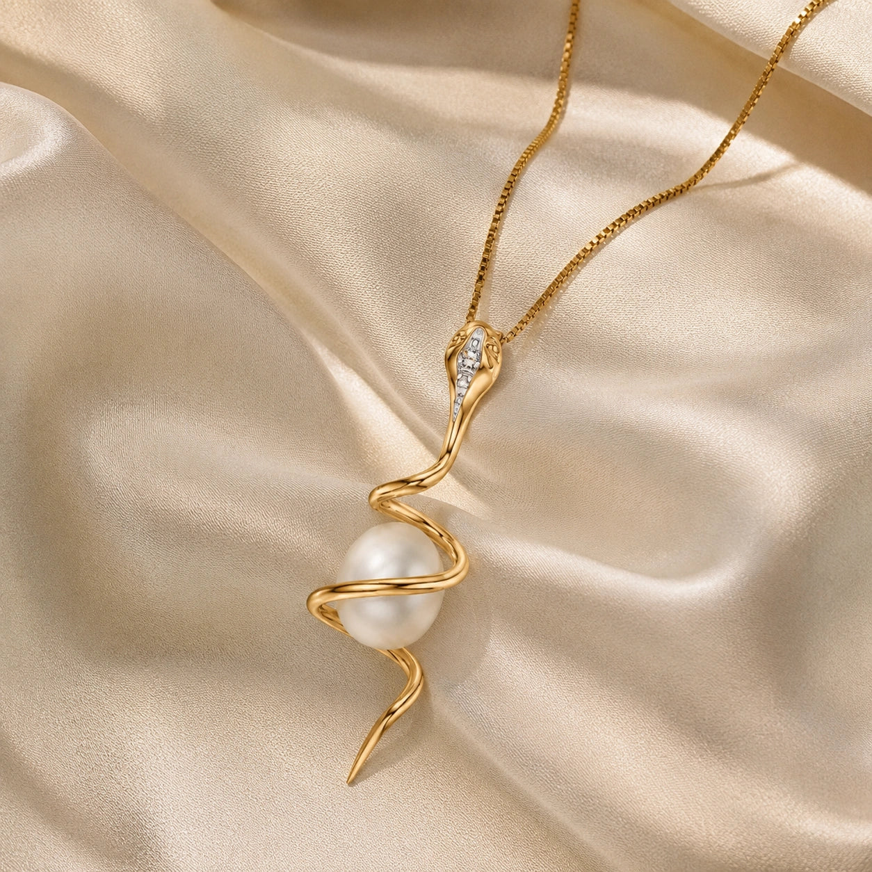 Yellow Gold Pendant Necklace Pearl 10K — Adele