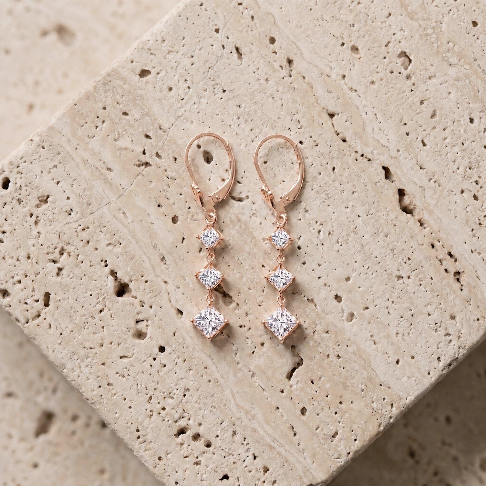 Rose Gold Heritage Earrings Zirconia 10K — Filomena