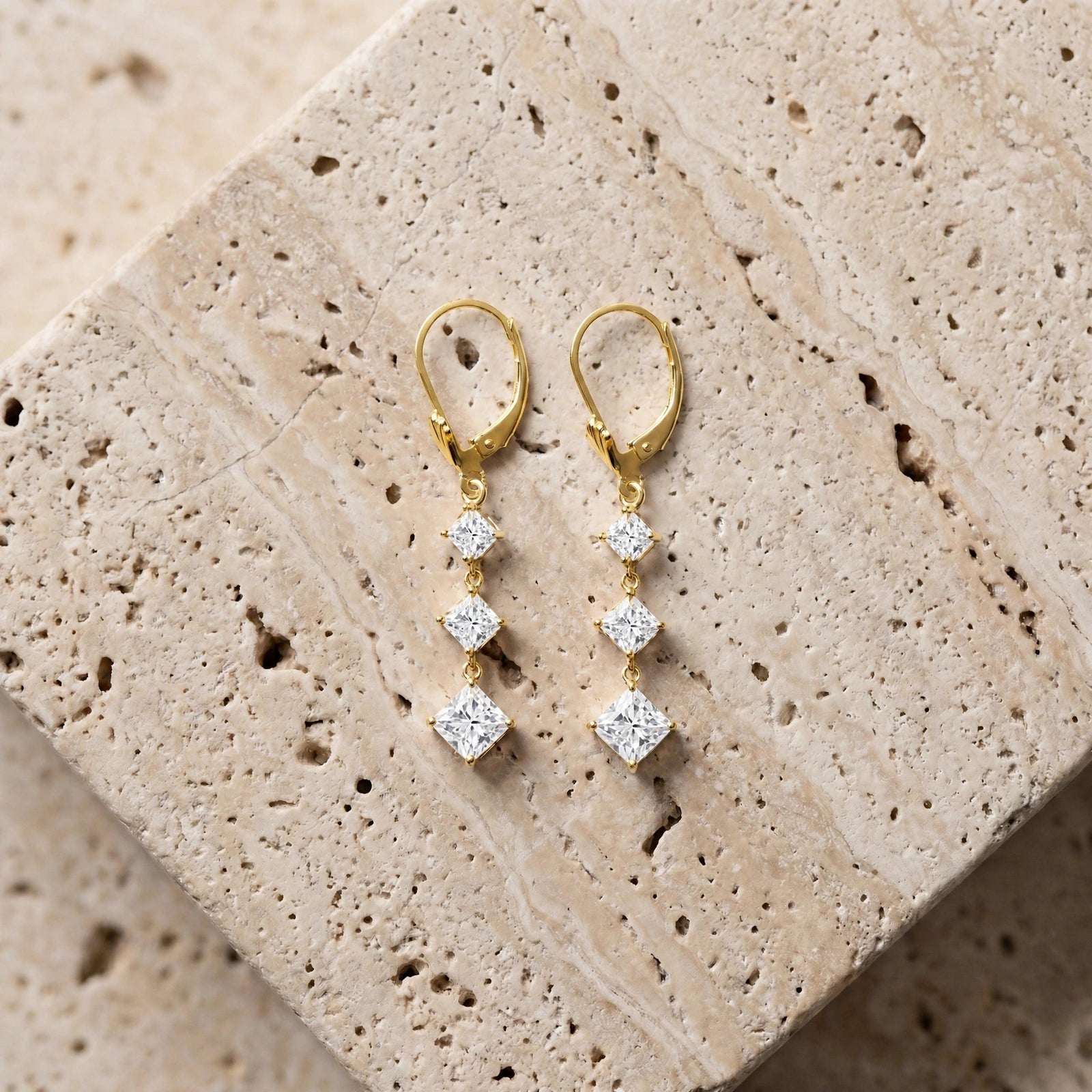 Yellow Gold Heritage Earrings Zirconia 10K — Filomena