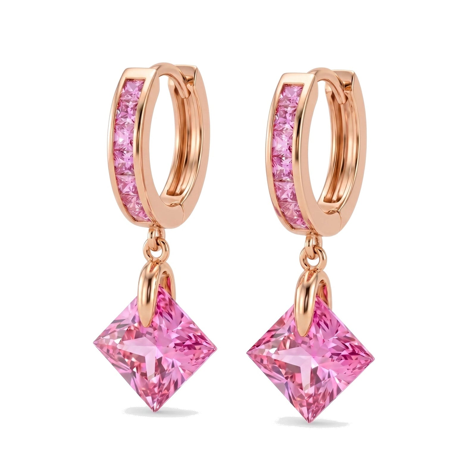 Rose Gold Dangling Earrings Zirconia 10K — Antonietta