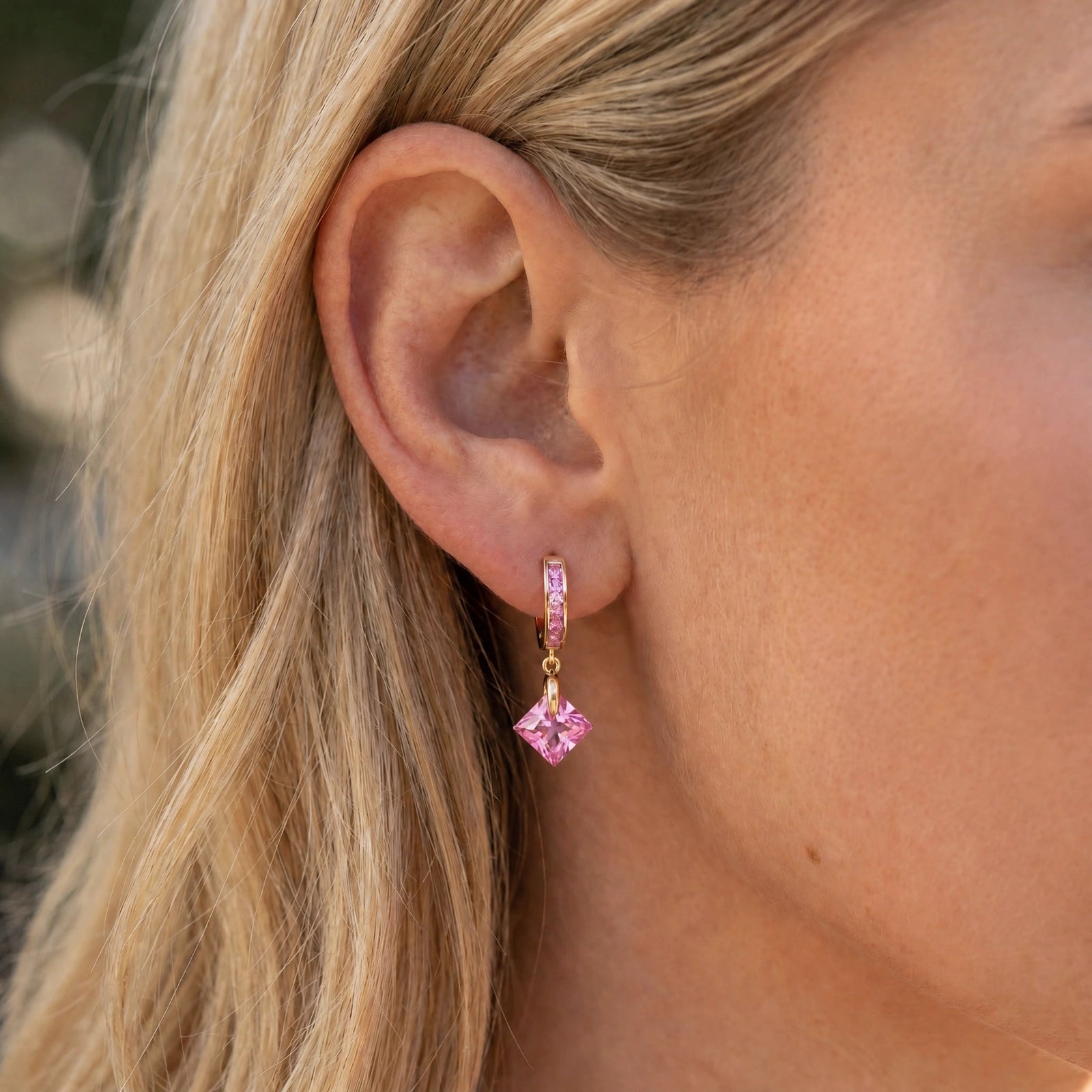 Rose Gold Dangling Earrings Zirconia 10K — Antonietta