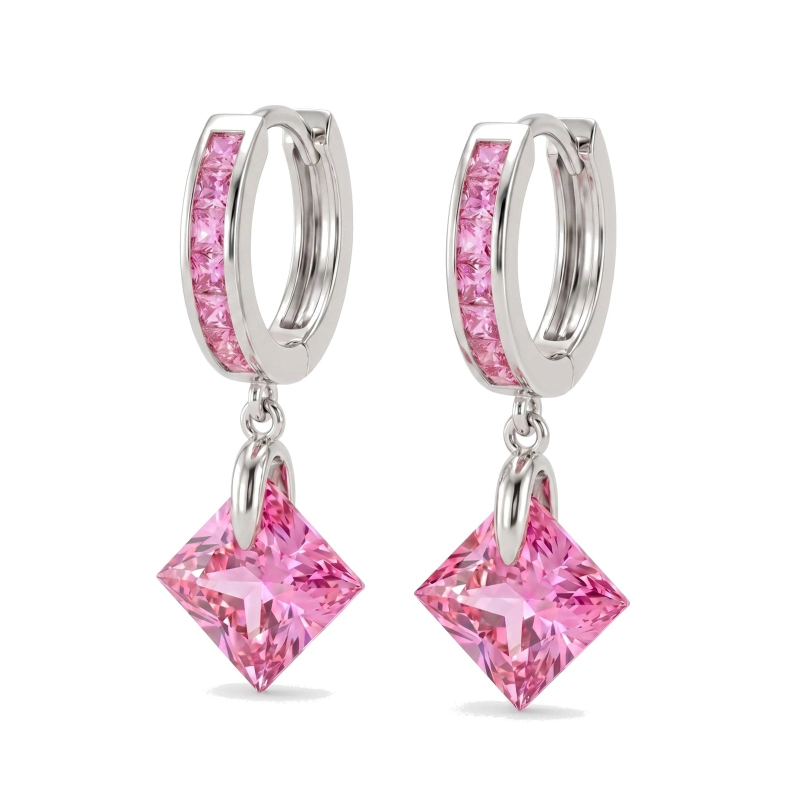 White Gold Dangling Earrings Zirconia 10K — Antonietta
