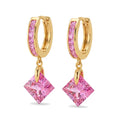 Yellow Gold Dangling Earrings Zirconia 10K — Antonietta