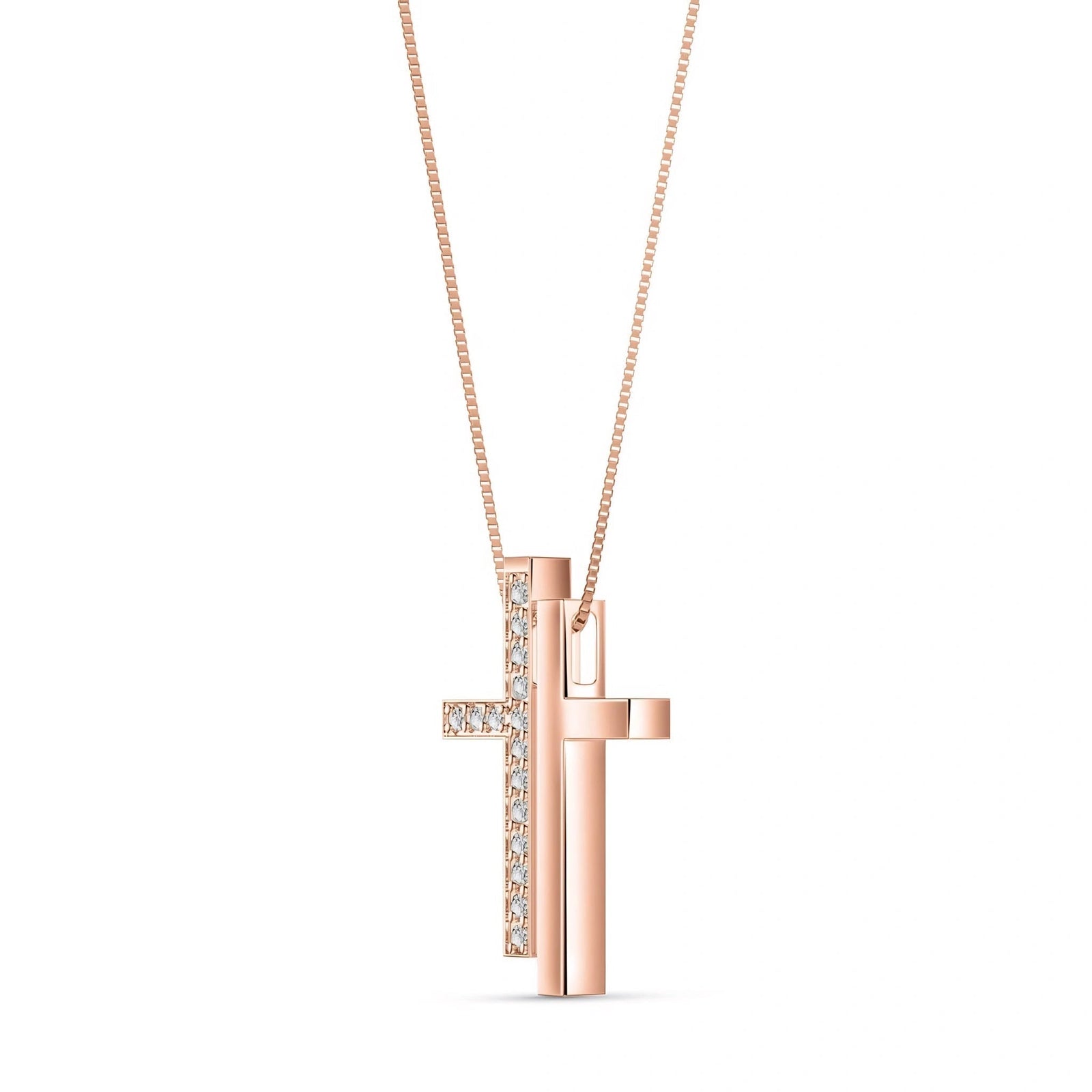 Rose Gold Heritage Cross Pendant Necklace Diamond 10K — Fulvia