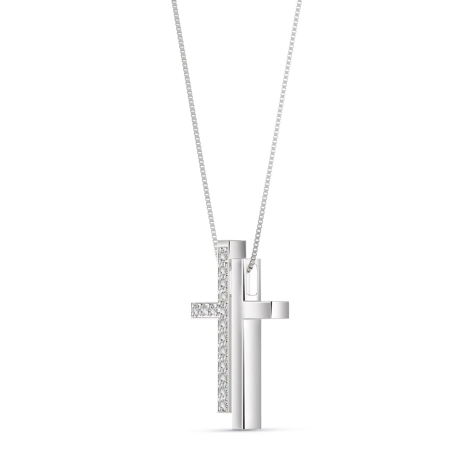 White Gold Heritage Cross Pendant Necklace Diamond 10K — Fulvia