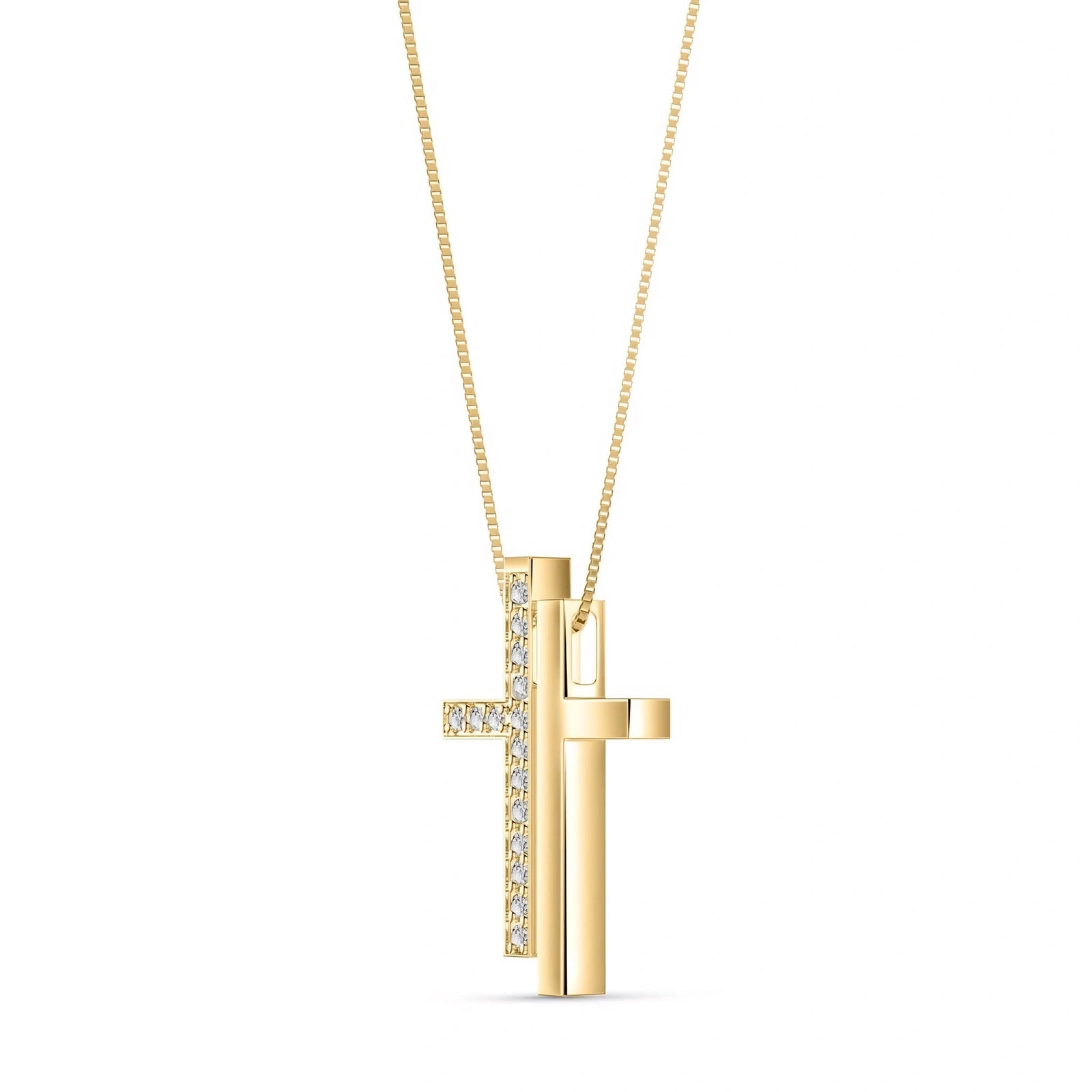 Yellow Gold Heritage Cross Pendant Necklace Diamond 10K — Fulvia