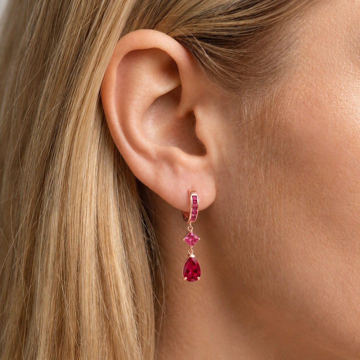 Rose Gold Dangling Earrings Zirconia 10K — Italia