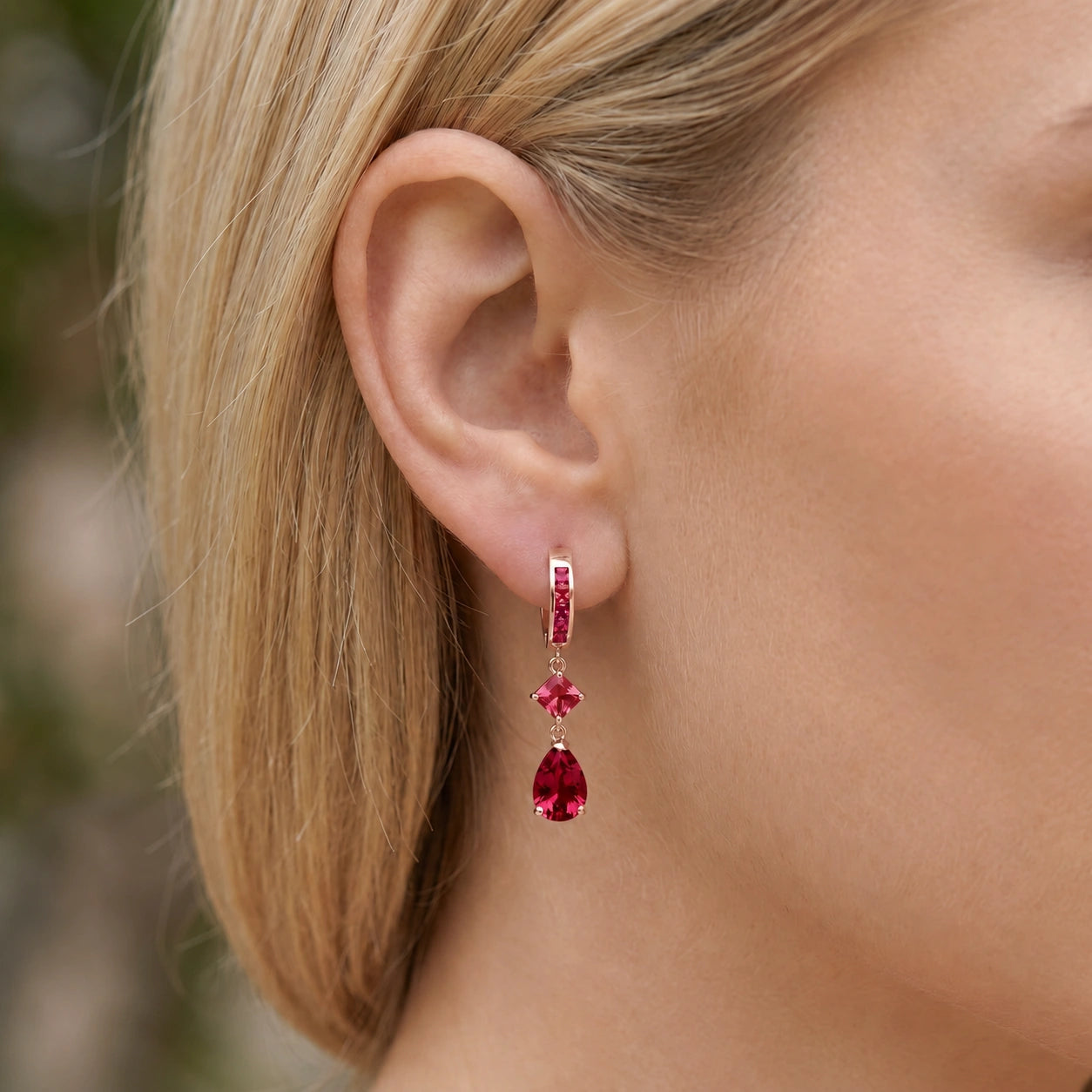 Rose Gold Dangling Earrings Zirconia 10K — Italia