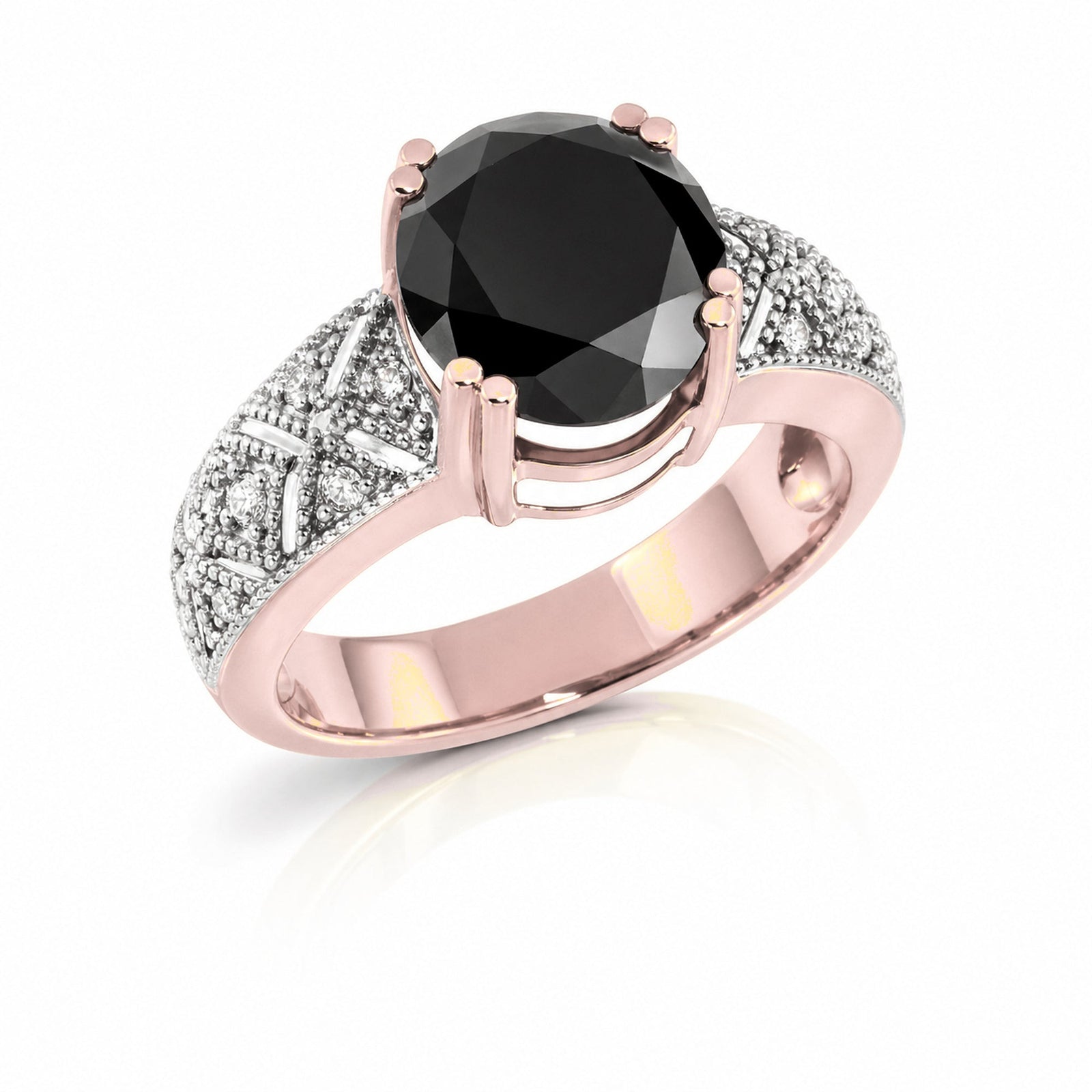 Rose Gold Statement Ring Diamond 10K — Selene