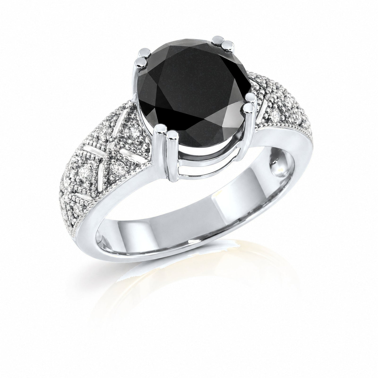 White Gold Statement Ring Diamond 10K — Selene