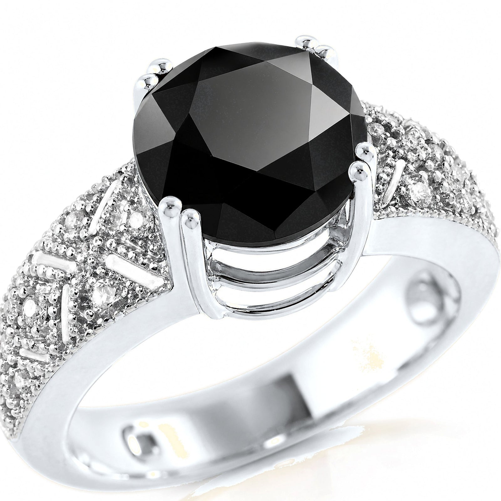White Gold Statement Ring Diamond 10K — Selene