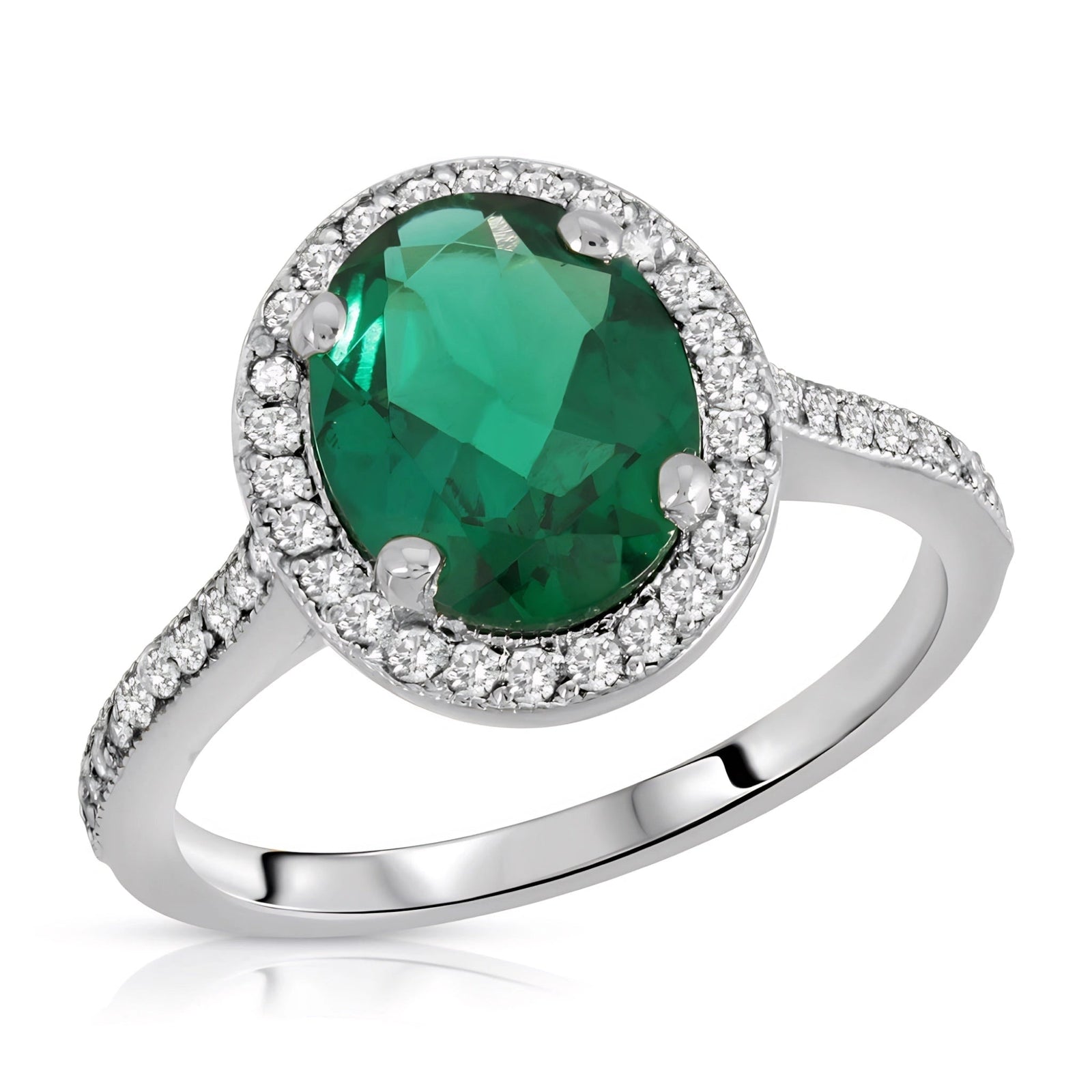 White Gold Ete Engagement Ring Emerald 10K — Fioretta