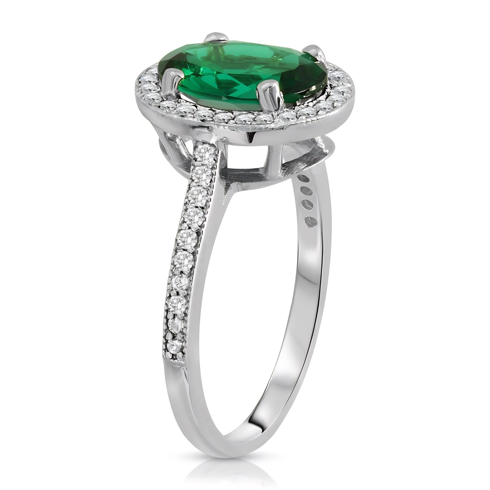 White Gold Ete Engagement Ring Emerald 10K — Fioretta