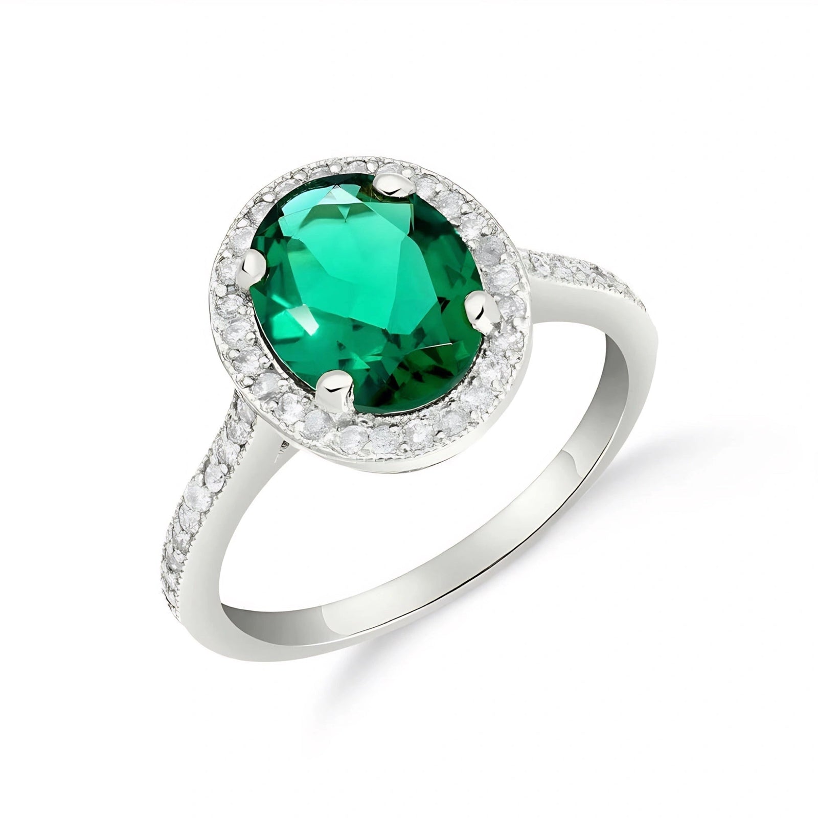 White Gold Ete Engagement Ring Emerald 10K — Fioretta