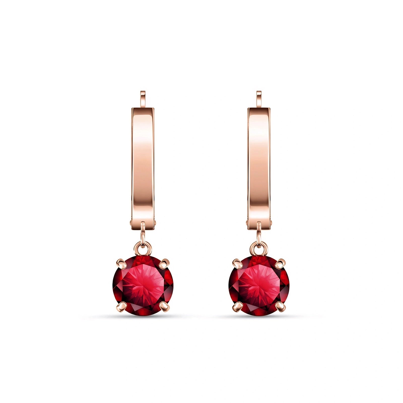 Rose Gold Belle Drop Earrings Ruby 10K — Angela