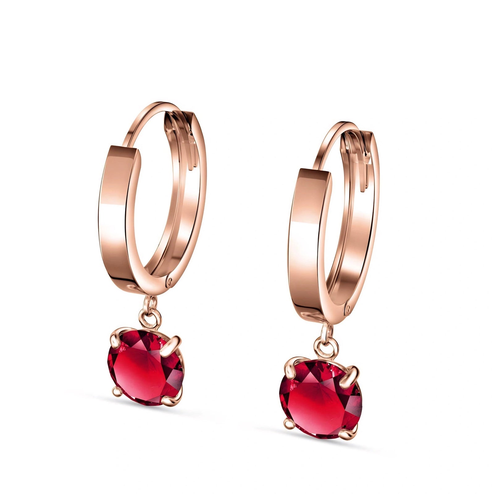 Rose Gold Belle Drop Earrings Ruby 10K — Angela