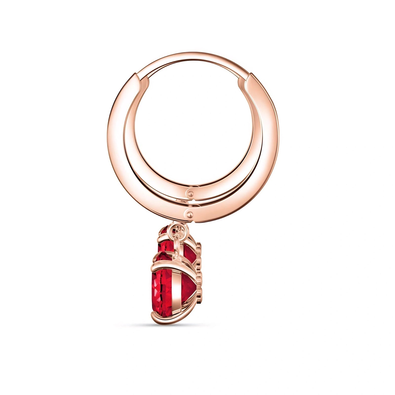 Rose Gold Belle Drop Earrings Ruby 10K — Angela