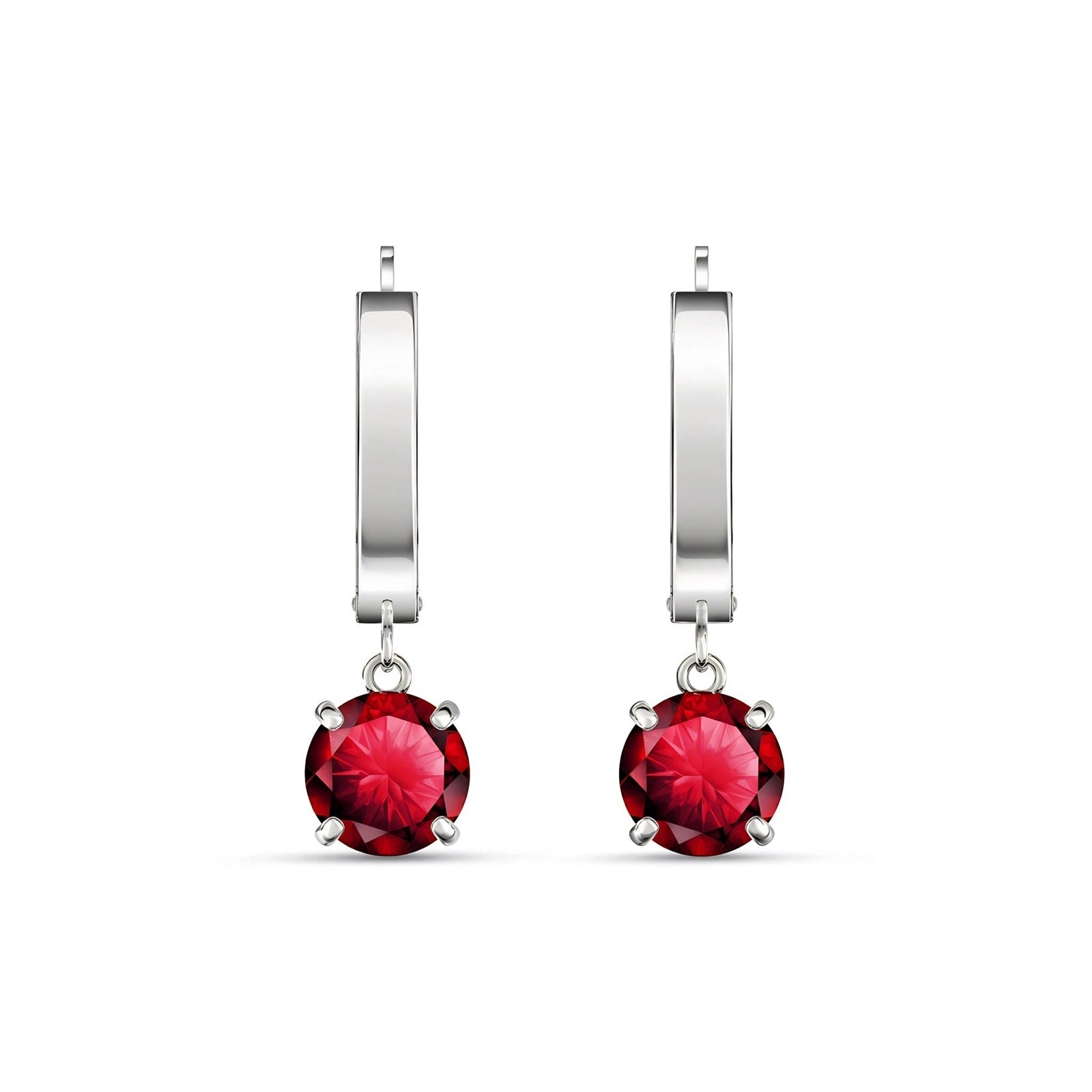 White Gold Belle Drop Earrings Ruby 10K — Angela
