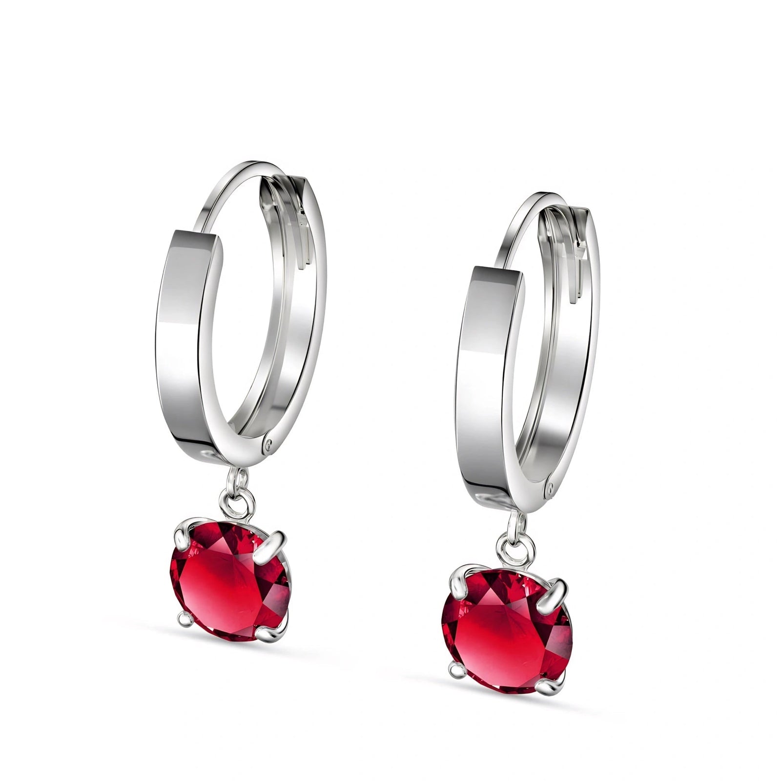 White Gold Belle Drop Earrings Ruby 10K — Angela