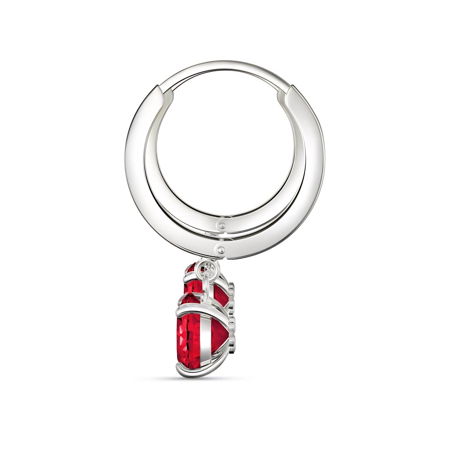 White Gold Belle Drop Earrings Ruby 10K — Angela