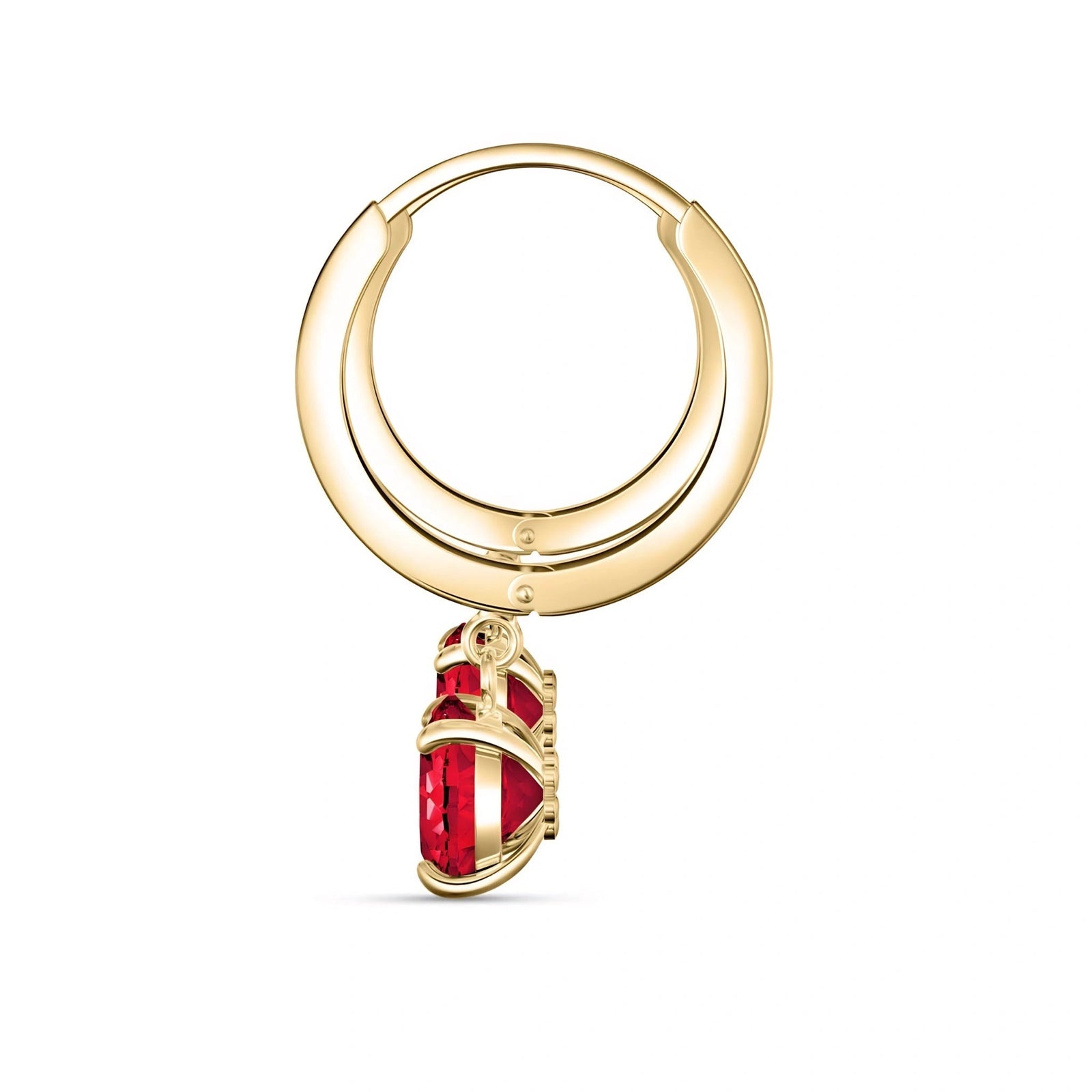 Yellow Gold Belle Drop Earrings Ruby 10K — Angela