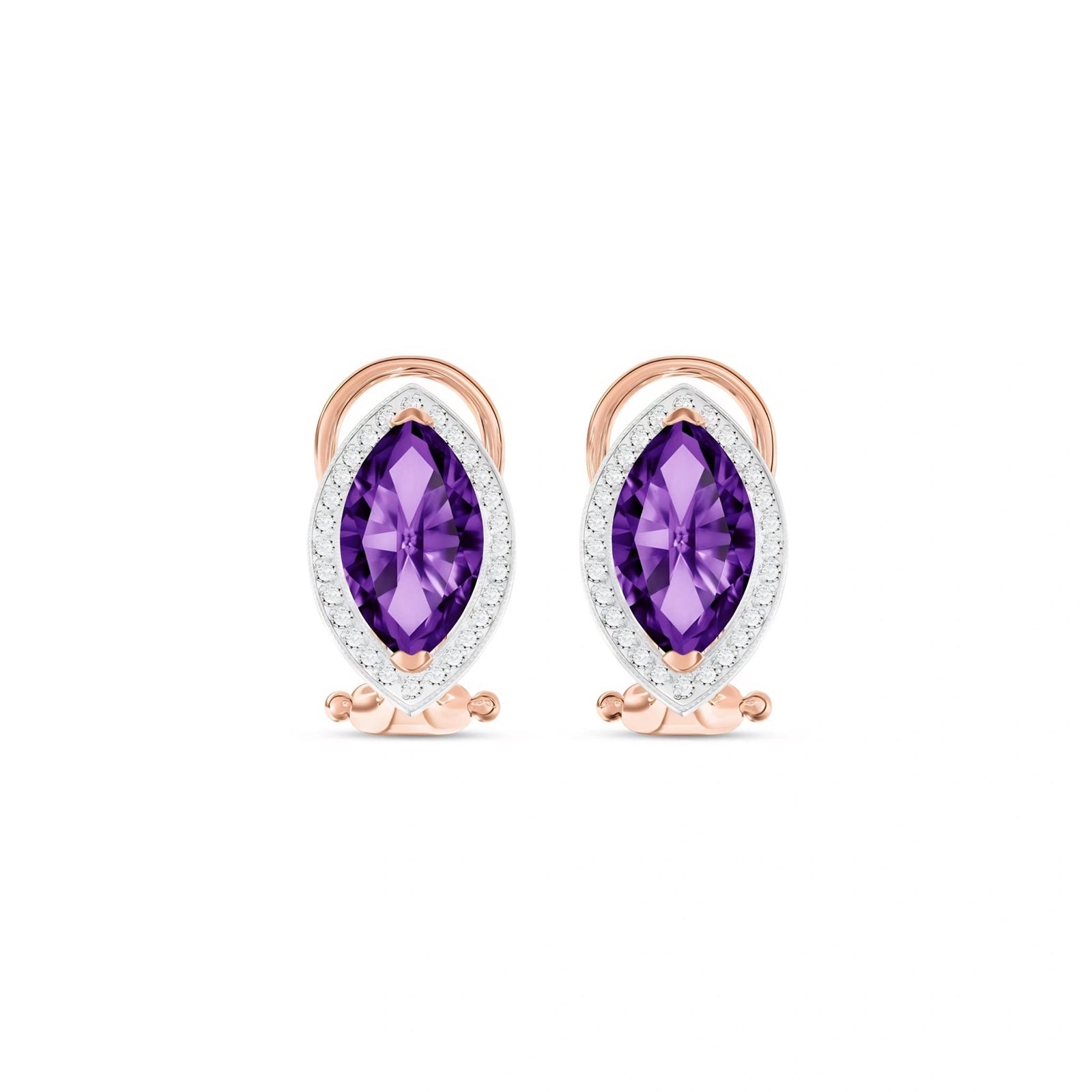 Rose Gold Earrings Amethyst 10K — Mariella