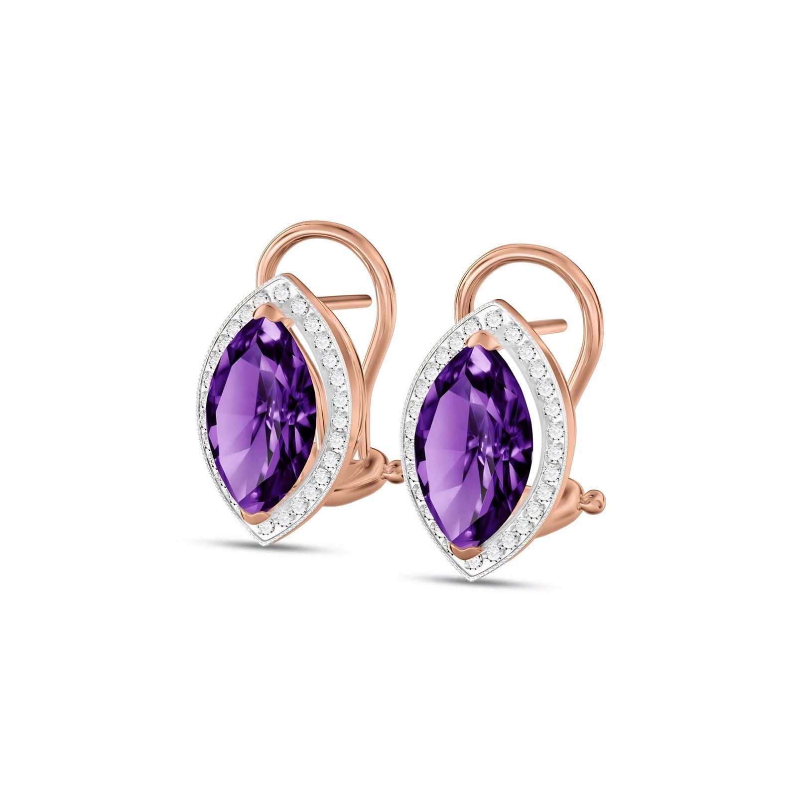 Rose Gold Earrings Amethyst 10K — Mariella