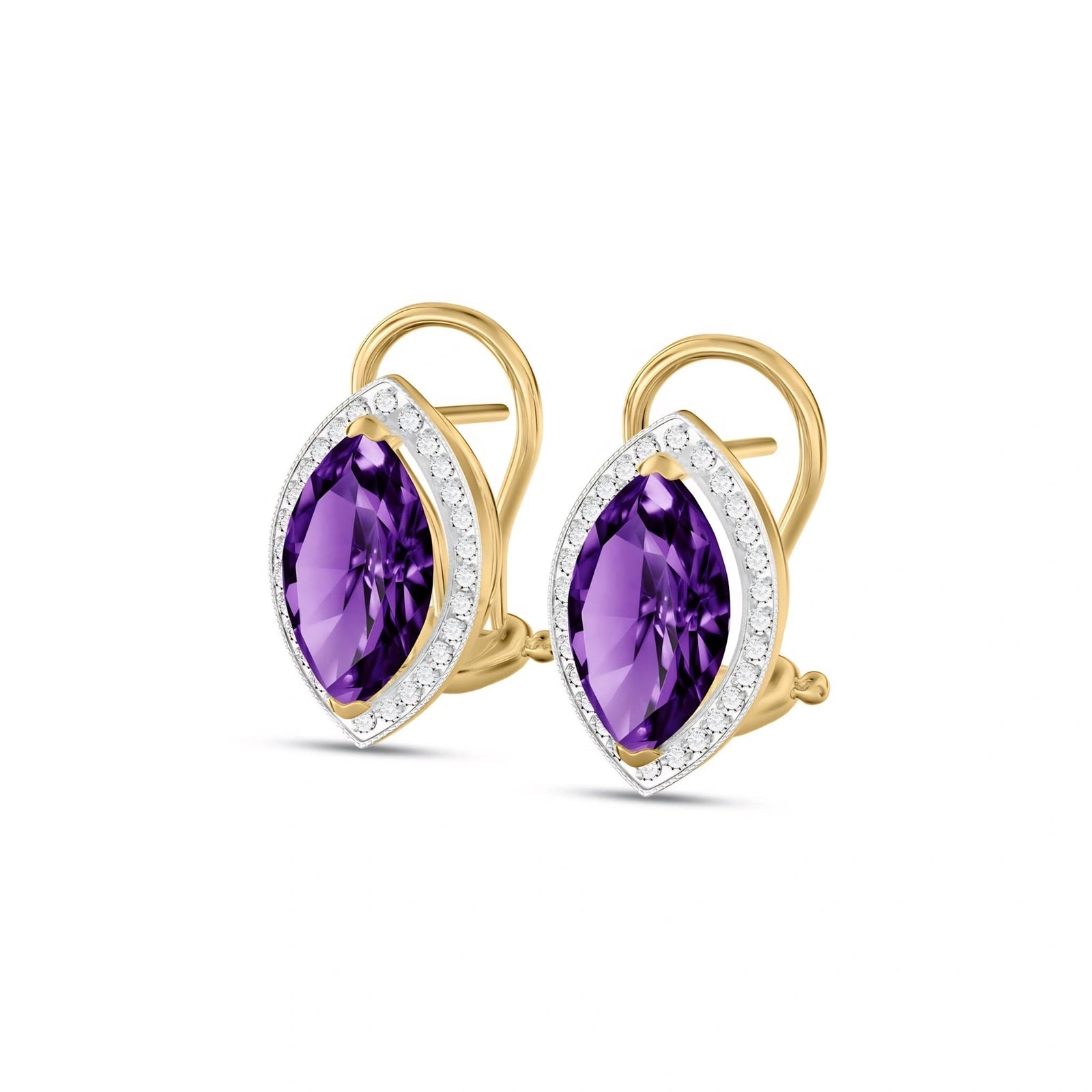 Yellow Gold Earrings Amethyst 10K — Mariella