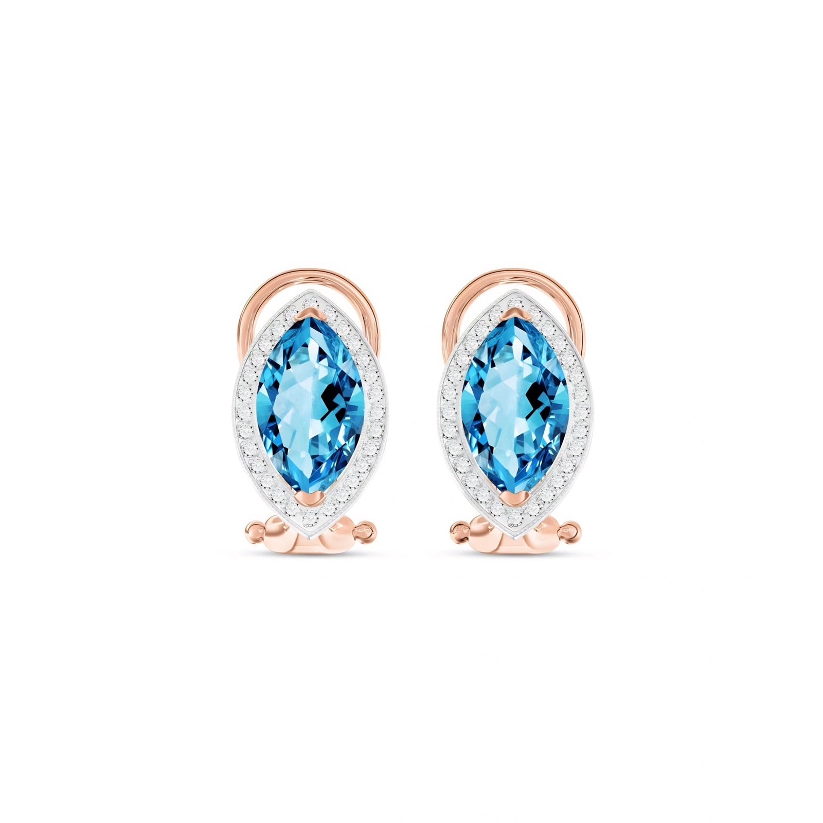 Rose Gold Earrings Blue Topaz 10K — Mariella