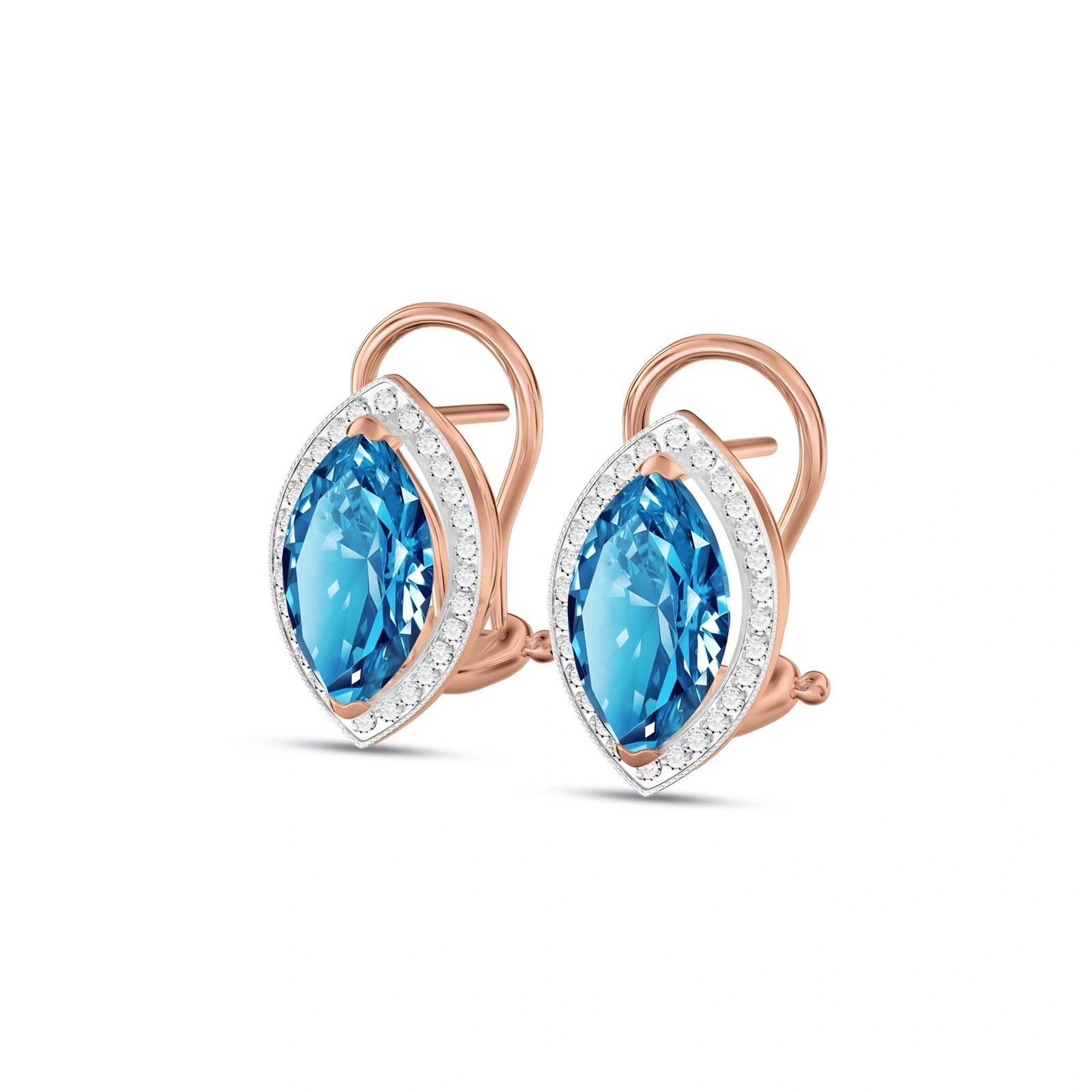 Rose Gold Earrings Blue Topaz 10K — Mariella
