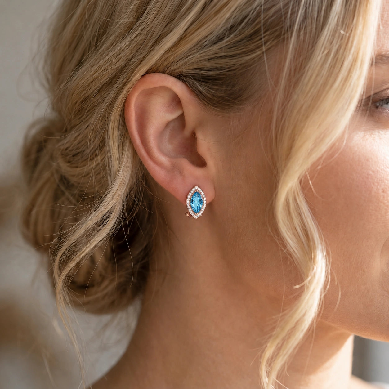Rose Gold Earrings Blue Topaz 10K — Mariella
