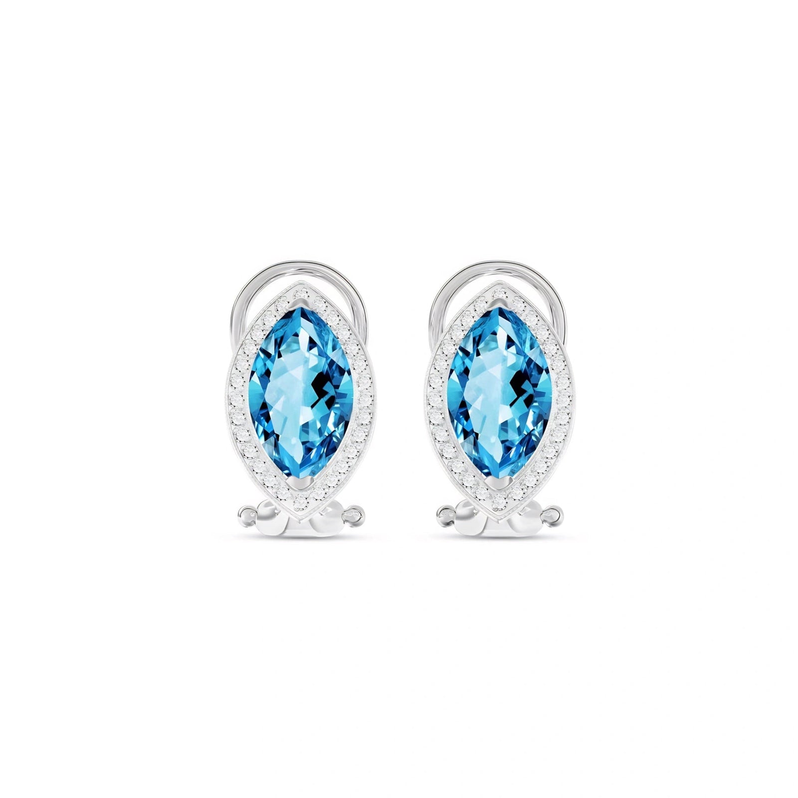 White Gold Earrings Blue Topaz 10K — Mariella