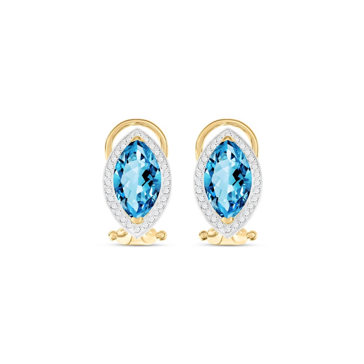 Yellow Gold Earrings Blue Topaz 10K — Mariella